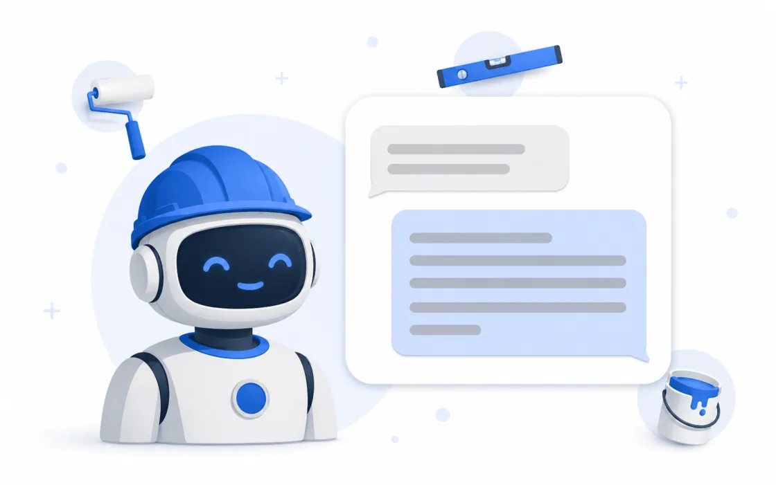 AI-помощник в каске отвечает в чате на вопрос мастера