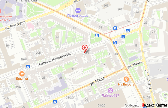 Карта: Санкт-Петербург, Большая Монетная ул., 29
