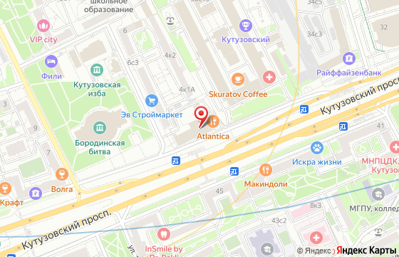 Карта: Москва, Кутузовский проспект 36А