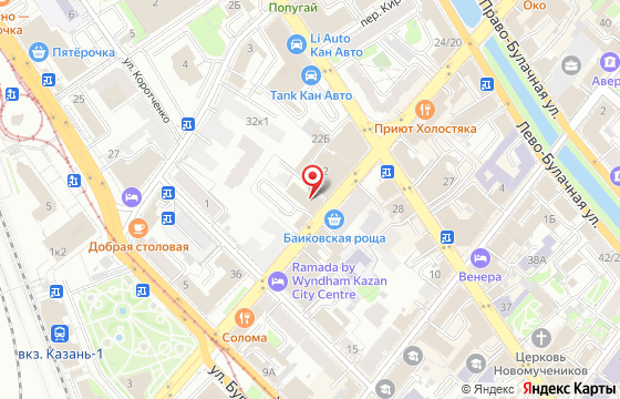 Карта: Казань, ул. Чернышевского, д. 30 Б, офис 111