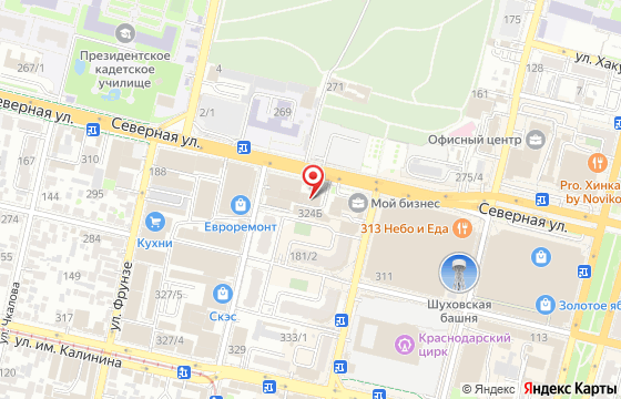 Карта: улица Северная, 324А, Краснодар, Россия