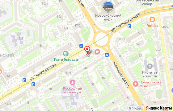 Карта: г. Новосибирск, ул. Челюскинцев 44/2, оф. 212