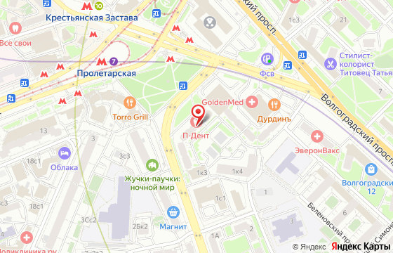Карта: 1-я Дубровская улица, д. 1, корп. 2