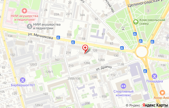 Карта: Ростов-на-Дону, ул. Мечникова, 126А, оф. 7