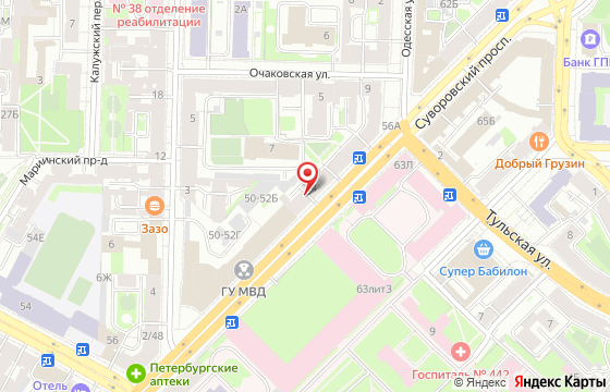 Карта: Санкт-Петербург, Суворовский проспект 54