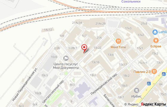 Карта: Балакиревский переулок, 1а