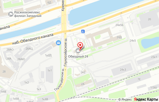 Карта: наб. Обводного канала, д. 24,  лит. А