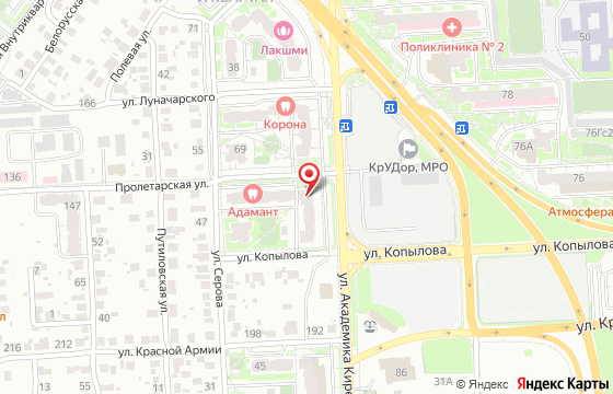 Карта: г. Красноярск, ул. Академика Киренского, 67