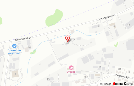 Карта: г. Казань, п. Столбище, ул. Объездная, 7а