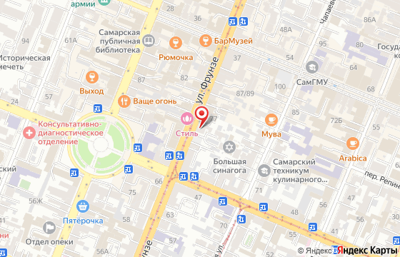 Карта: г. Самара, ул. Фрунзе, 75