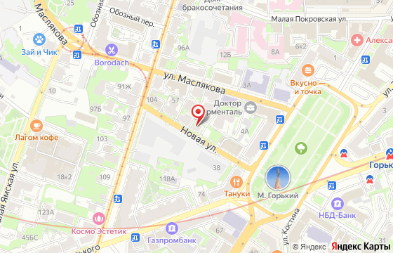 Карта: г. Нижний Новгород, ул. Новая, д. 55, оф. 12