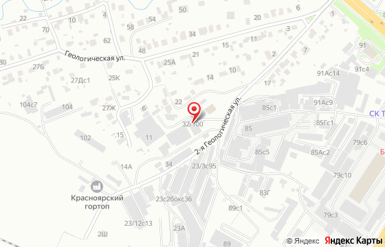 Карта: г. Красноярск, 2-я Геологическая улица, 32, оф. 207