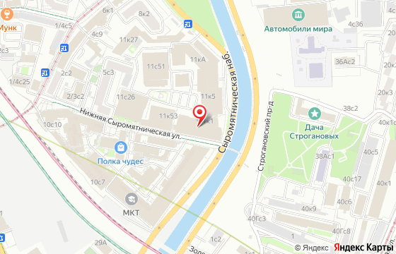 Карта: Москва, Нижняя Сыромятническая улица, 11к1