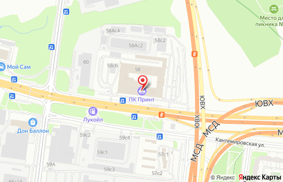 Карта: г. Москва, ул. Кантемировская, д.58