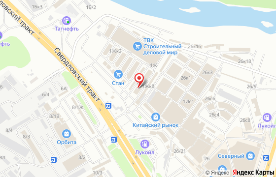 Карта: Челябинск, Свердловский тракт, 1Ж/4