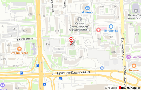 Карта: Челябинск, ул. Братьев Кашириных, д. 34а