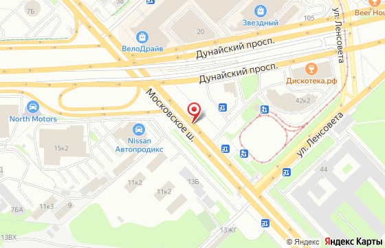 Карта: Санкт-Петербург, Московское шоссе, 121