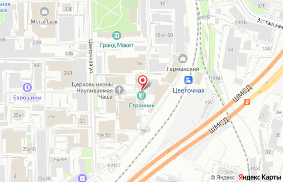 Карта: Санкт-Петербург, ул. Цветочная, 16