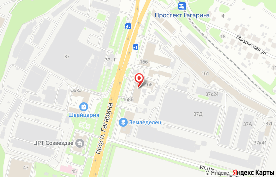 Карта: Нижний Новгород, проспект Гагарина, 168