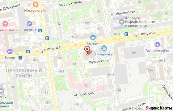 Карта: Новосибирск, ул. Фрунзе, д 86, оф 1102
