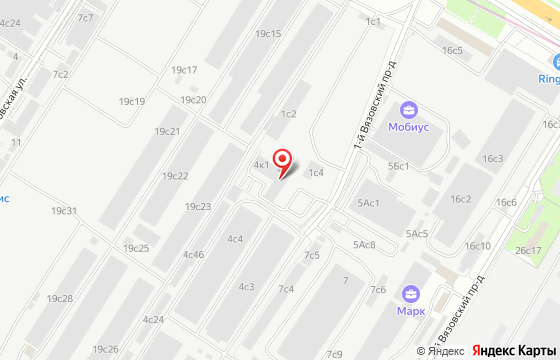 Карта: Москва, 1-й Вязовский проезд, д. 4, к. 1