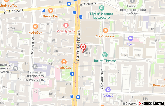 Карта: Литейный пр., д. 28, лит. А