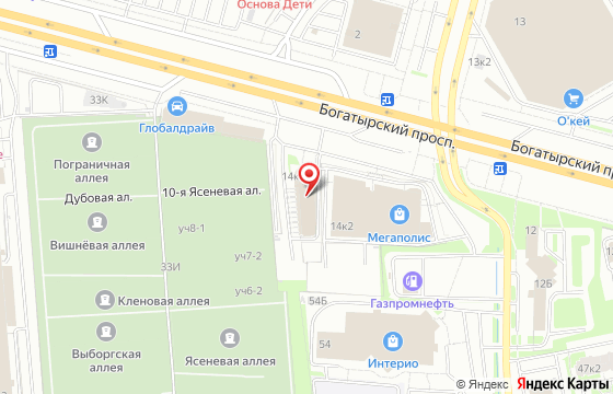 Карта: Богатырский проспект, д. 14
