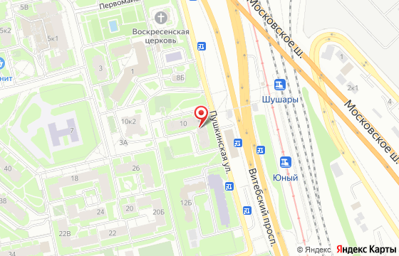 Карта: г. Санкт-Петербург, п.Шушары, Пушкинская ул., д.10
