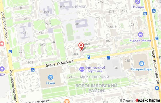 Карта: г. Ростов-на-Дону, бул. Комарова, д. 28Г, офис 32