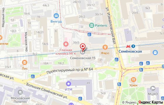 Карта: Семёновский переулок, д. 15