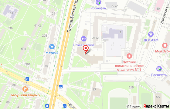 Карта: Пискаревский пр-кт, д. 25 лит. А