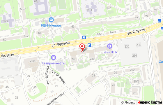 Карта: Новосибирск, Фрунзе 228, офис 17