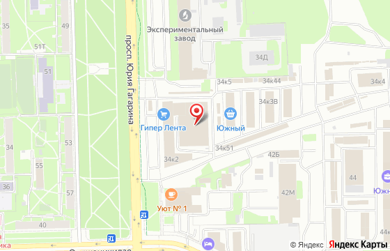 Карта: Санкт-Петербург, пр. Юрия Гагарина, д. 34, к. 1