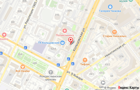 Карта: Воронеж, ул. Кольцовская, 62