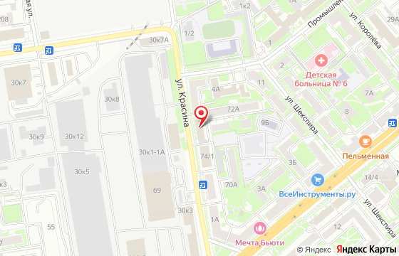 Карта: Новосибирск, ул. Красина, 74 оф. 204