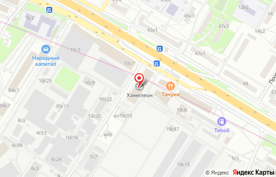 Карта: г. Москва, Рязанский проспект, д.10, с.18 БЦ Хамелеон