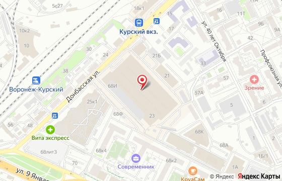 Карта: Воронеж, ул. Донбасская, д. 23, пав. №20