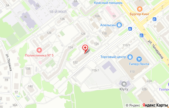 Карта: Челябинск, Комсомольский проспект, стр. 122