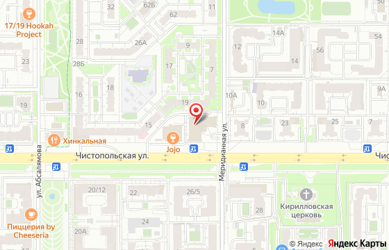 Карта: г. Казань, Чистопольская улица, 19А, оф. 36