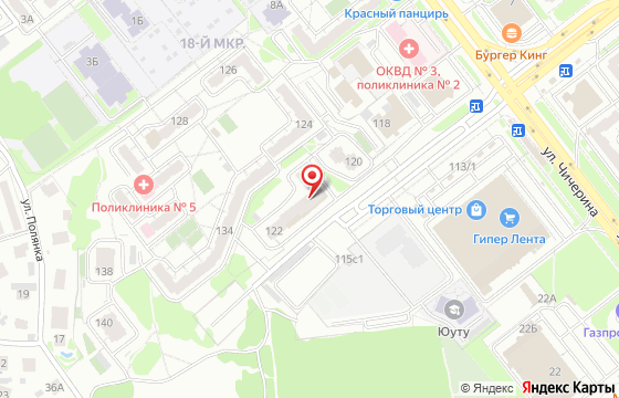 Карта: Челябинск, Комсомольский проспект, 122