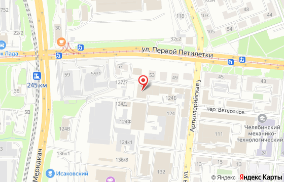 Карта: Челябинск, Артиллерийская ул., 124к6