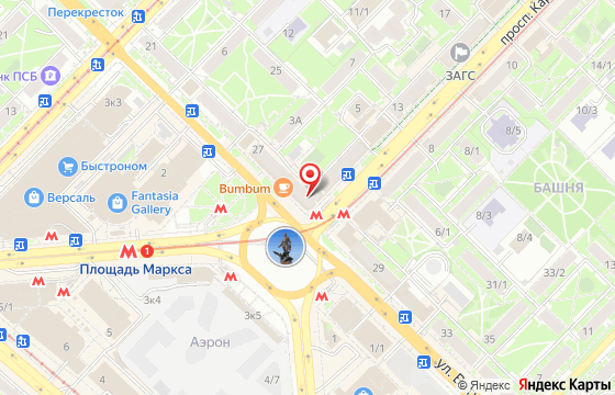 Карта: г. Новосибирск, ул. Площадь Карла Маркса, 1